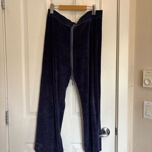 Navy Velour Track Pants
